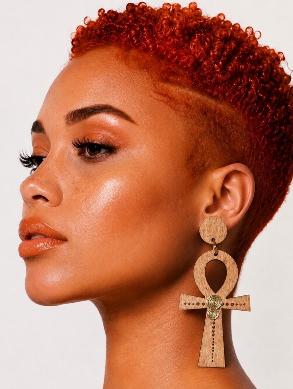 Wooden Ankh Statement Earrings